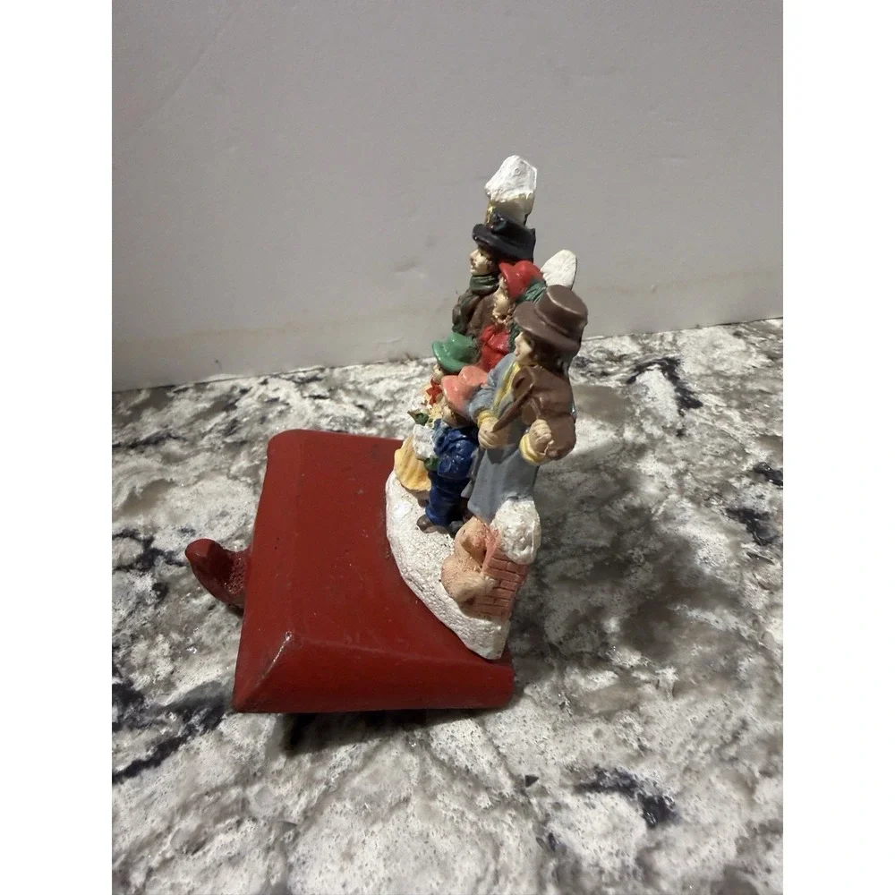 Vintage Cast Iron Stocking Holder Victorian Carolers Hand painted